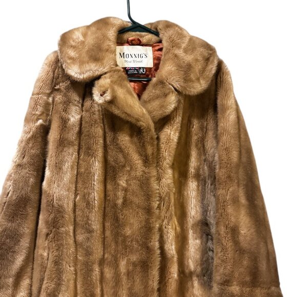 Vintage Faux Fur Coat by Monnig’s – Made in England – 80s/90s Beige Plush Jacket - Picture 3 of 6